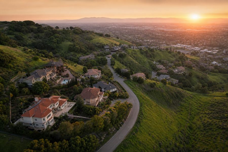 East San Jose foothill neighborhood at sunset