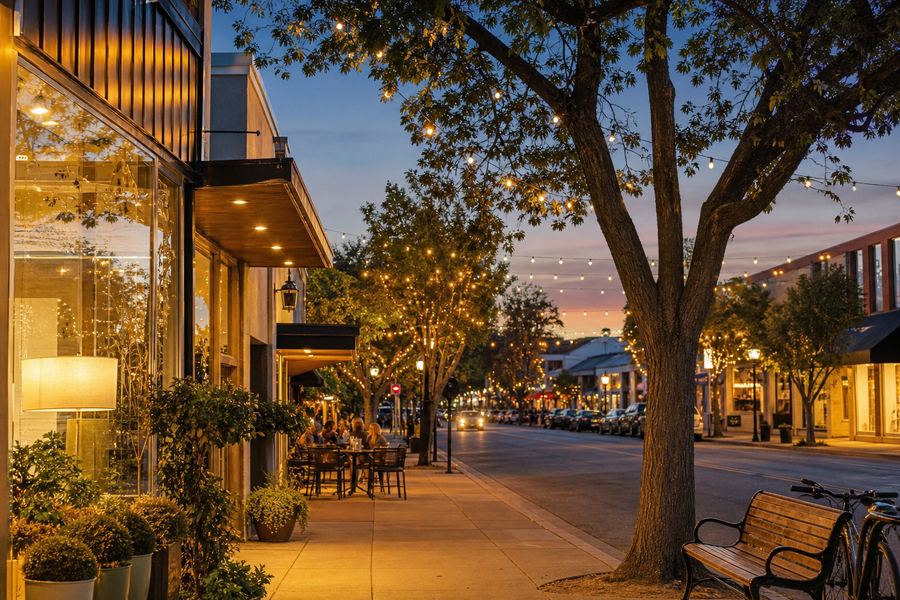 Willow Glen village street in the evening